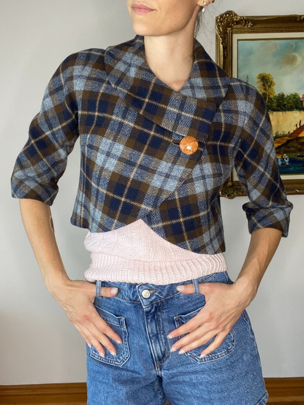 SMYTHE Plaid Crop Jacket (Les Vestes)